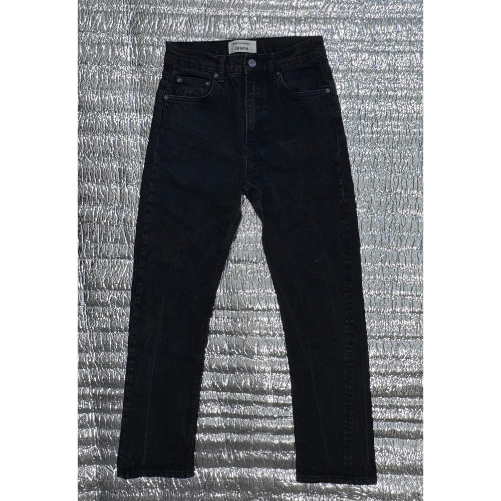 Reformation Jeans High Rise Straight Leg Faded Black Denim Size 26